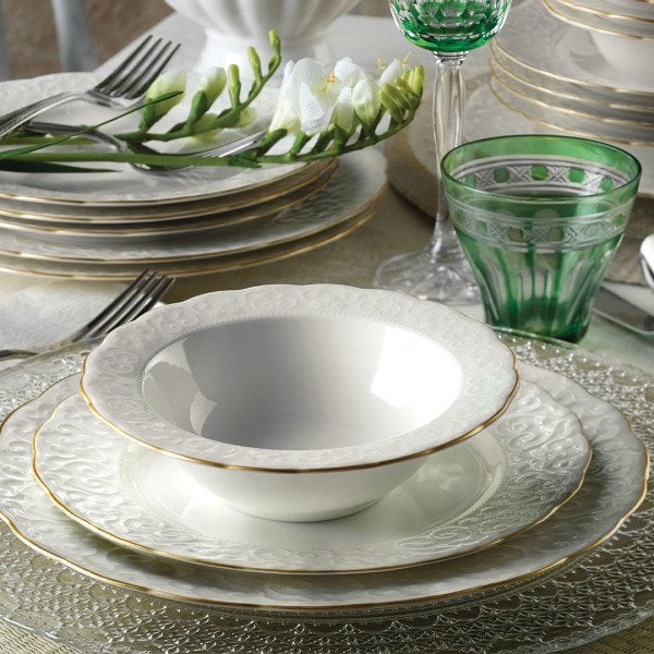 Kütahya Porselen Bone İrem 24 Parça Yemek Seti Altın Fileli