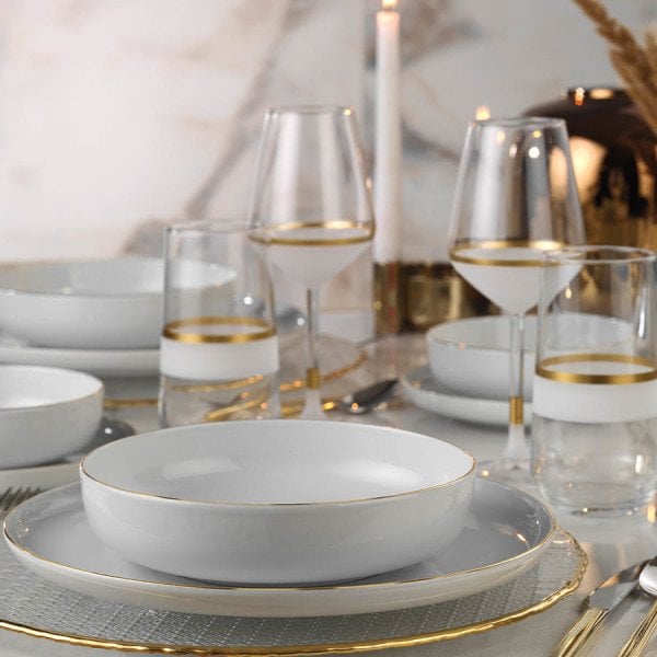 Kütahya Porselen Mood Altın Fileli 24 Parça Yemek Takımı