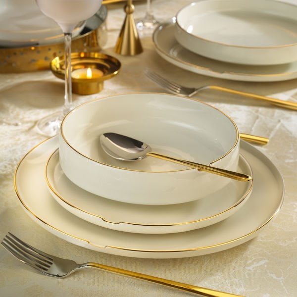 Kütahya Porselen 24 Parça Chef Taste Of Altın Fileli  Yemek Takımı