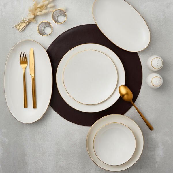 Güral Porselen Atina 60 Parça Yemek Takımı Gold Fileli