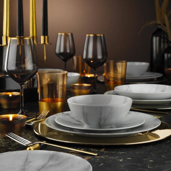 Kütahya Porselen Marble Zeugma 24 Parça Yemek Seti Dekor DG385