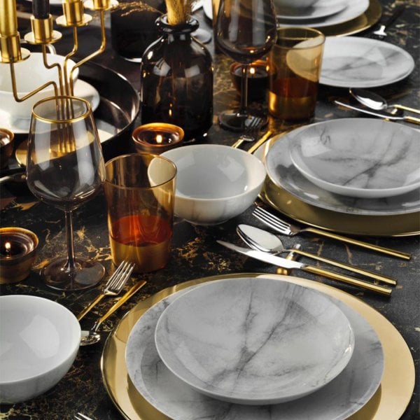 Kütahya Porselen Marble Zeugma 24 Parça Yemek Seti Dekor DG385