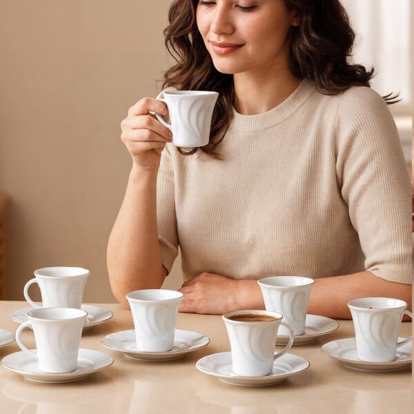 Güral Porselen Soprano 12 Parça Kahve Fincan Takımı