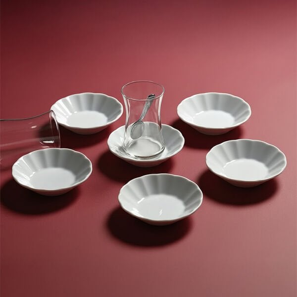 Güral Porselen Acem 6'lı Çay Tabağı Seti