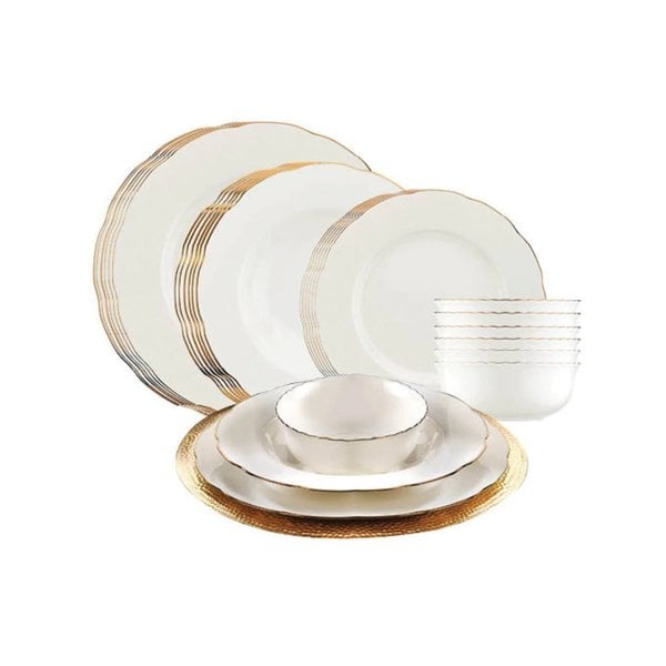 Kütahya Porselen Bone Olympos 24 Parça Yemek Takım Bakır File