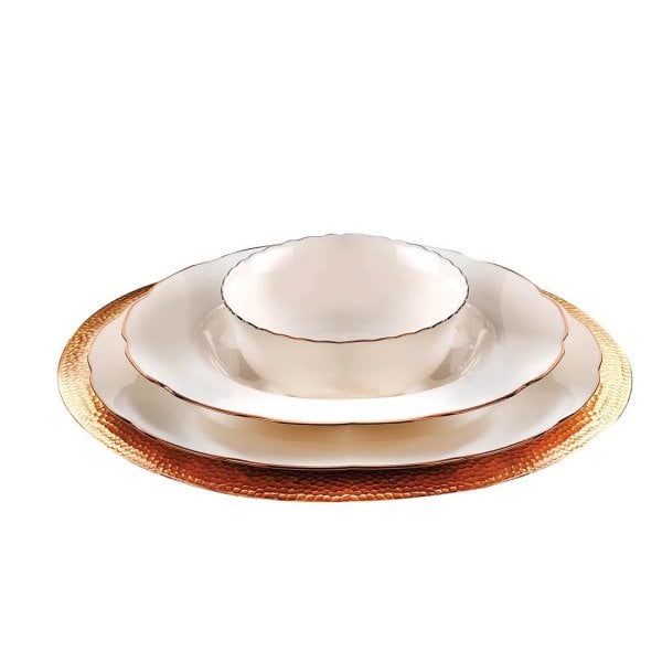 Kütahya Porselen Bone Olympos 24 Parça Yemek Takım Bakır File