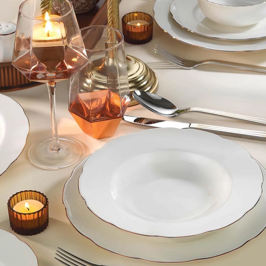 Kütahya Porselen Bone Olympos 24 Parça Yemek Takım Bakır File