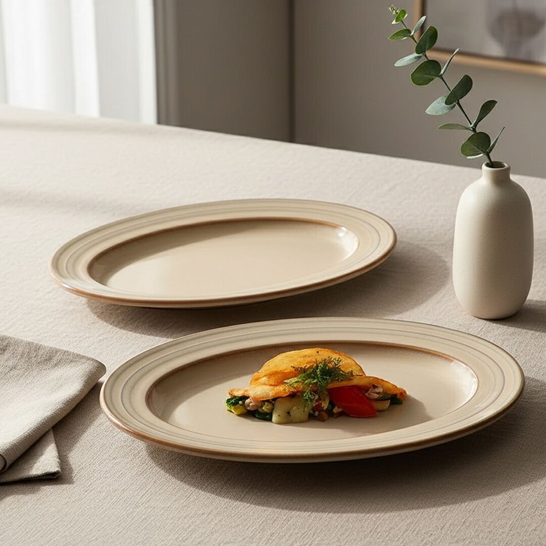 Güral Porselen Valeron  2'li Kayık Tabak Seti 29 Cm