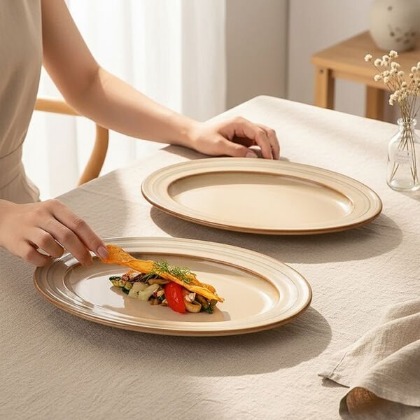 Güral Porselen Valeron  2'li Kayık Tabak Seti 29 Cm