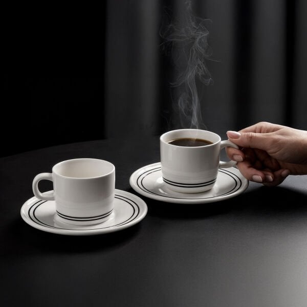 Güral Porselen Mental 4 Parça Çay Fincan Takımı Siyah