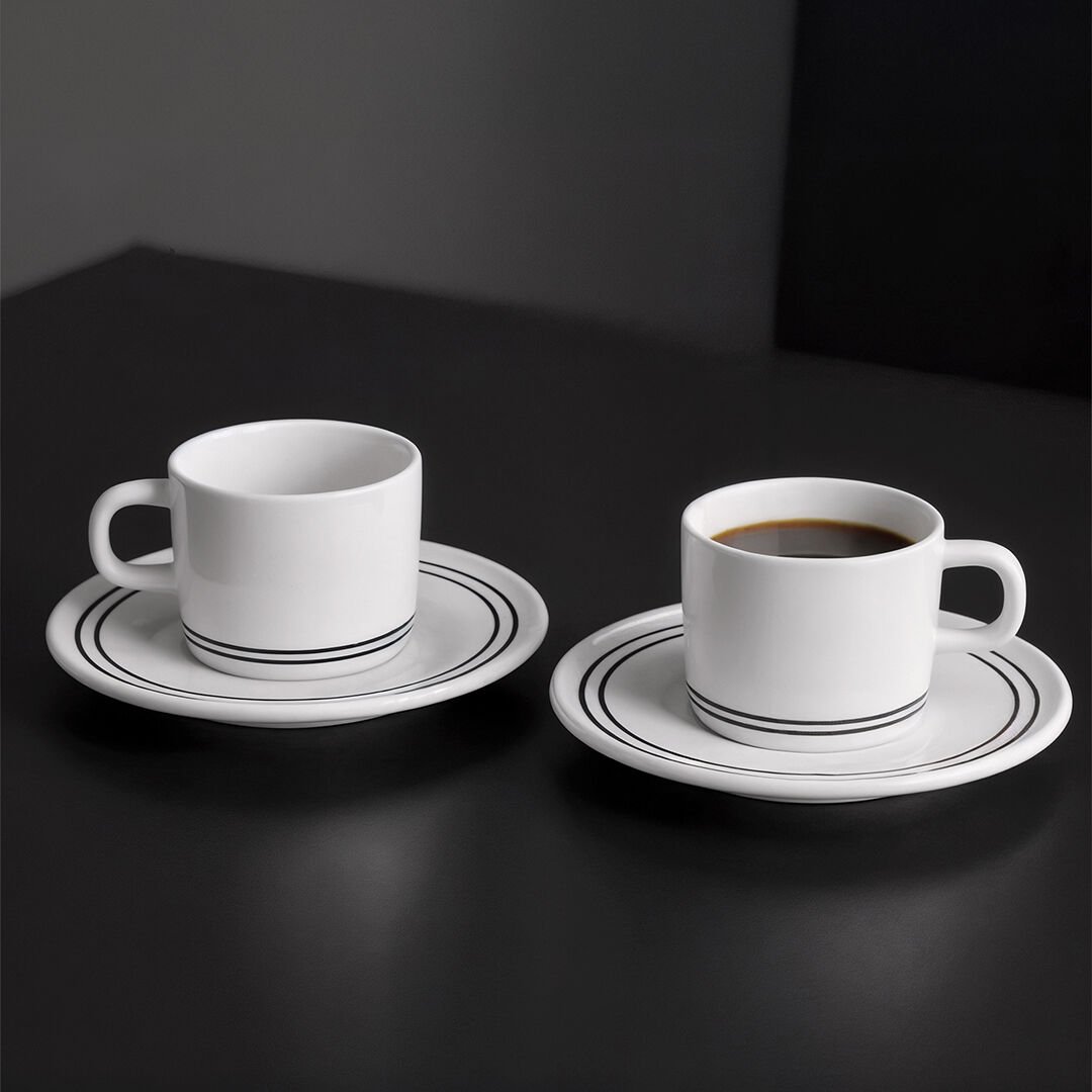 Güral Porselen Mental 4 Parça Çay Fincan Takımı Siyah