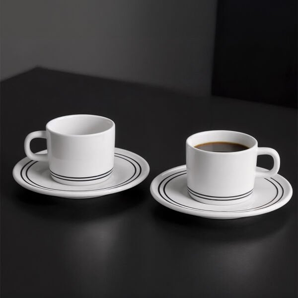 Güral Porselen Mental 4 Parça Çay Fincan Takımı Siyah