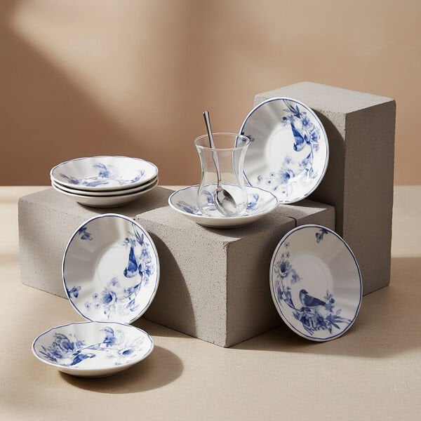 Güral Porselen Acem 6'lı Çay Tabağı Seti 1891