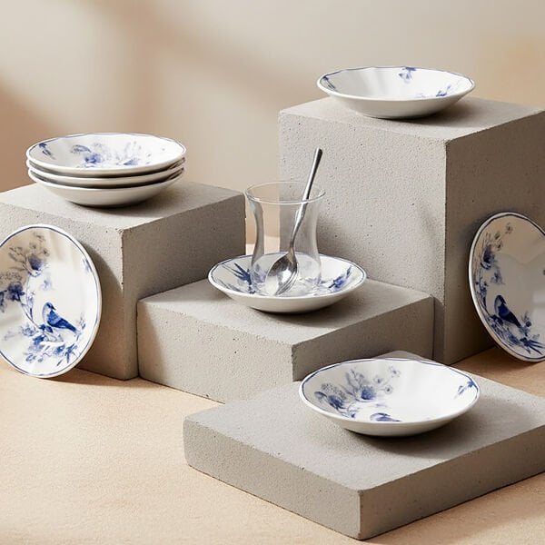 Güral Porselen Acem 6'lı Çay Tabağı Seti 1891