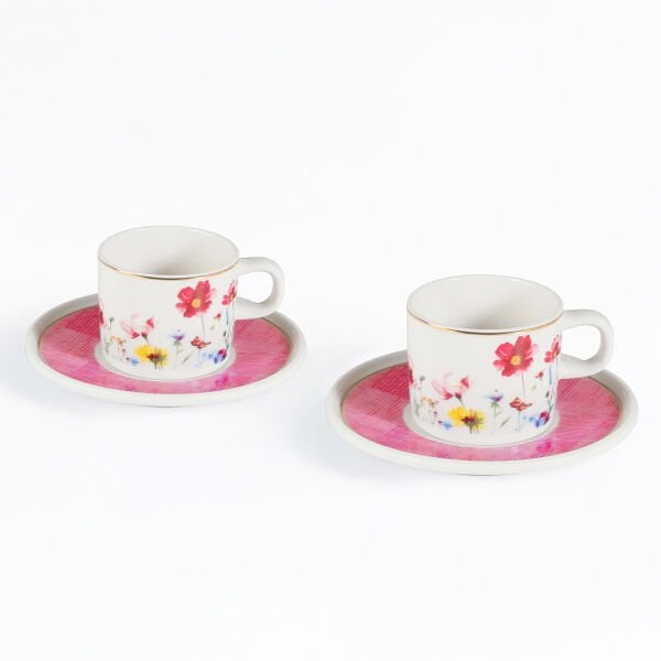 Güral Porselen Mental 4 Parça Pembe Kahve Fincan Takımı 7092