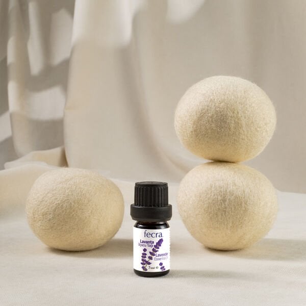 Fecra Zıpzıp 3’lü XL Yün Kurutma Topu + Lavanta Yağı – %100 Organik Doğal Çamaşır Yumuşatıcı