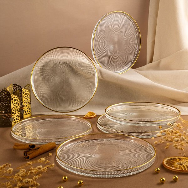 Fecra Loren 6 Parça Servis Seti 21 cm Gold Fileli