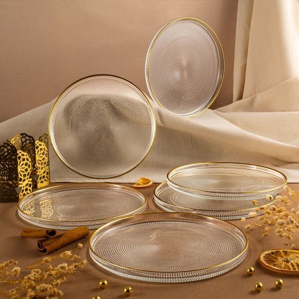 Fecra Loren 6 Parça Servis Seti 21 cm Gold Fileli