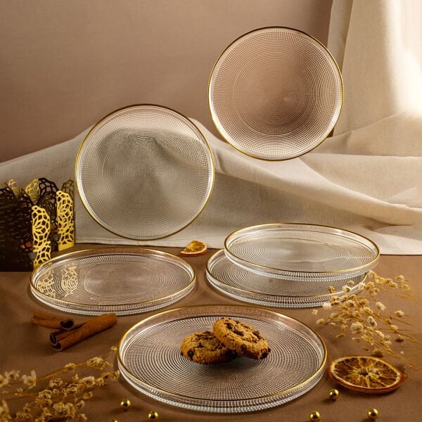 Fecra Loren 6 Parça Servis Seti 21 cm Gold Fileli