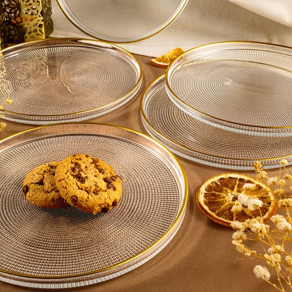 Fecra Loren 6 Parça Servis Seti 21 cm Gold Fileli