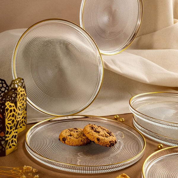 Fecra Loren 6 Parça Servis Seti 21 cm Gold Fileli