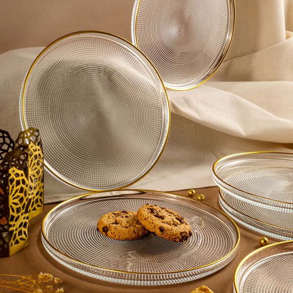 Fecra Loren 6 Parça Servis Seti 21 cm Gold Fileli