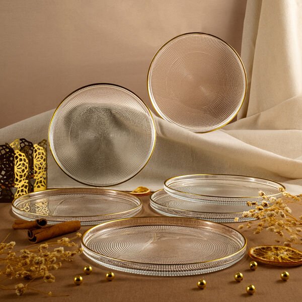 Fecra Loren 6 Parça Servis Seti 21 cm Gold Fileli