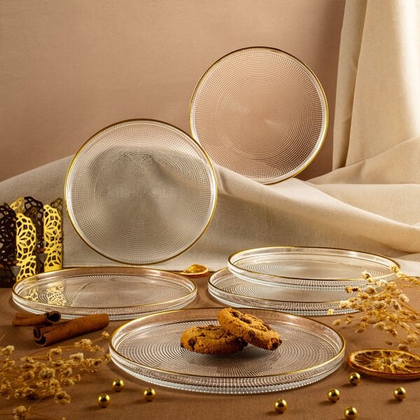 Fecra Loren 6 Parça Servis Seti 21 cm Gold Fileli