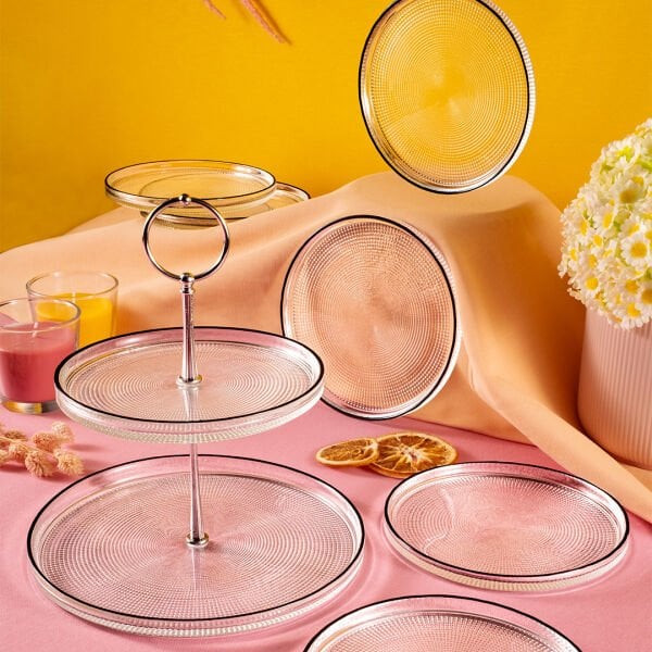 Fecra Loren 7 Parça Servis ve Sunum Seti Siyah Fileli