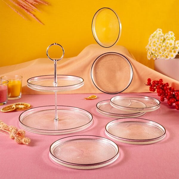 Fecra Loren 7 Parça Servis ve Sunum Seti Siyah Fileli