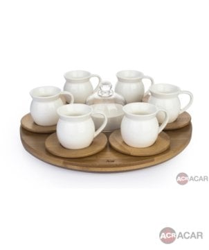 Acar Bambu Tepsili 6'lı Kahve Seti