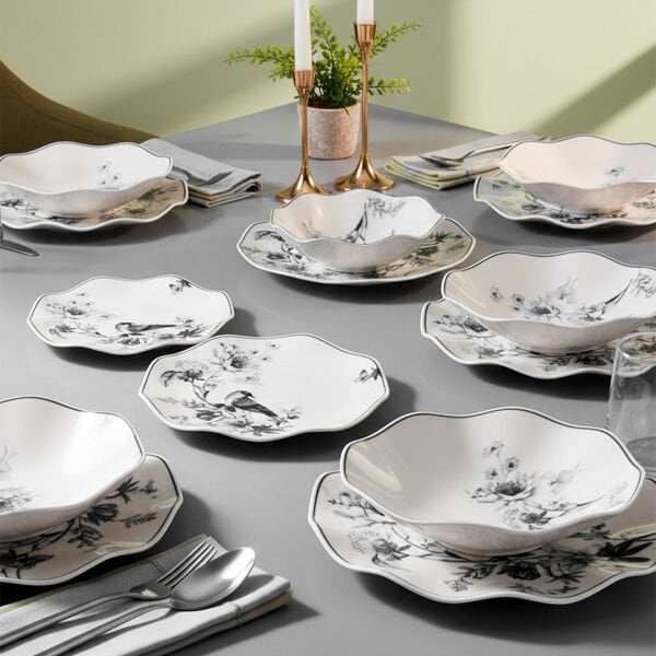Güral Porselen Nesrin 24 Parça Yemek Seti 18914 Siyah