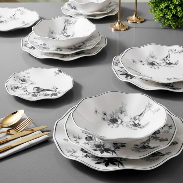 Güral Porselen Nesrin 24 Parça Yemek Seti 18914 Siyah