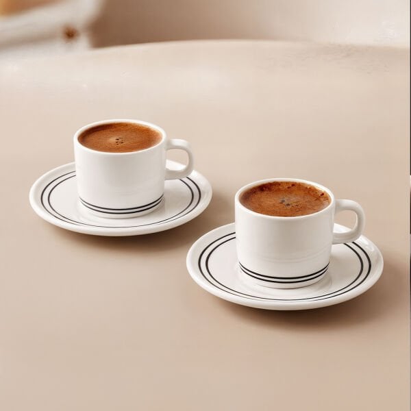 Güral Porselen Mental 4 Parça Kahve Fincan Takımı Siyah