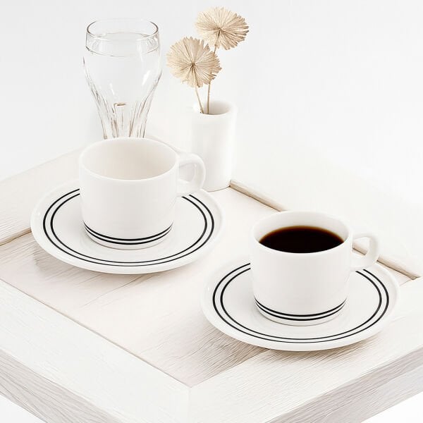 Güral Porselen Mental 4 Parça Kahve Fincan Takımı Siyah