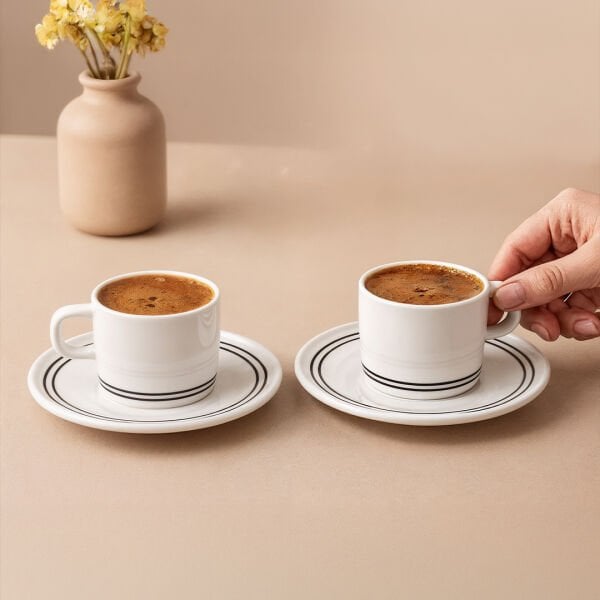 Güral Porselen Mental 4 Parça Kahve Fincan Takımı Siyah