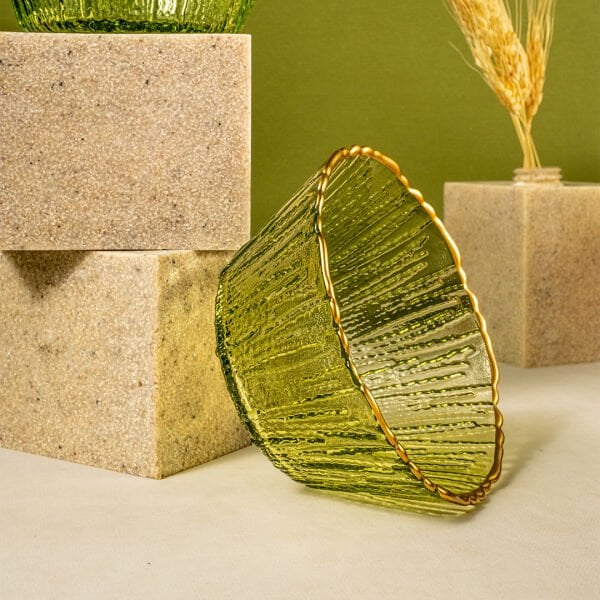 Fecra Fladen 7 Parça Kase Seti Yeşil Gold Fileli