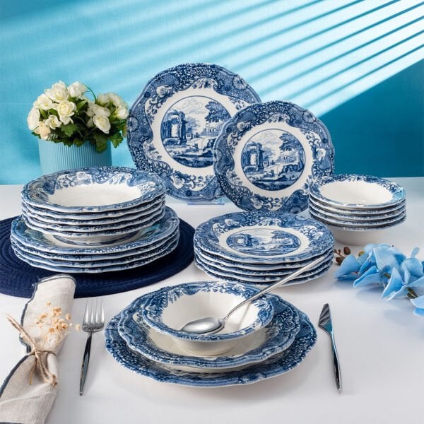 Fecra Vintage Blue 24 Parça Yemek Takımı