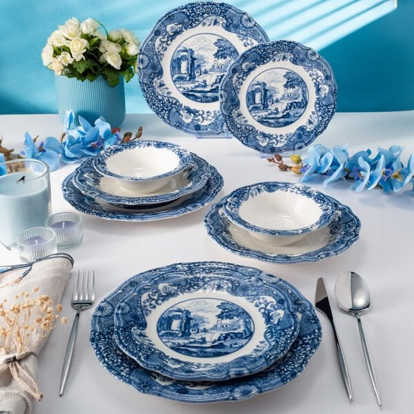 Fecra Vintage Blue 24 Parça Yemek Takımı