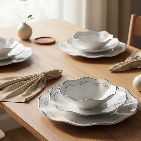 Güral Porselen Nesrin 24 Parça Yemek Takımı Mavi 8123