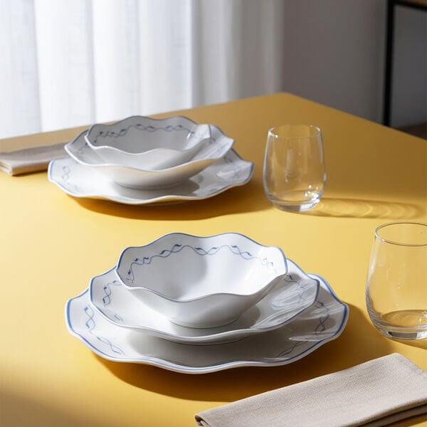 Güral Porselen Nesrin 24 Parça Yemek Takımı Mavi 8123