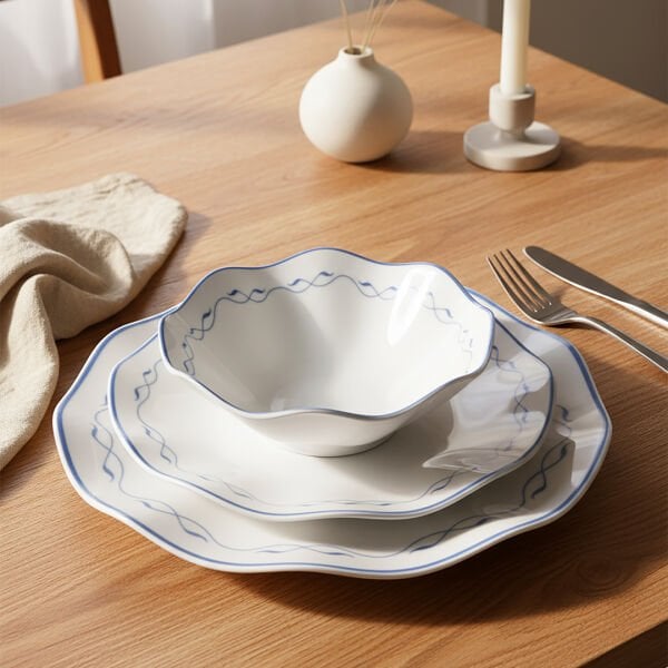 Güral Porselen Nesrin 24 Parça Yemek Takımı Mavi 8123