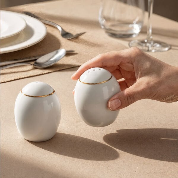 Güral Porselen Bilbao Altın Fileli Biberlik ve Tuzluk Seti