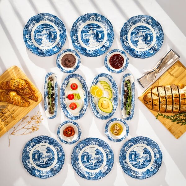 Fecra Vintage Blue 14 Parça Kahvaltı Takımı