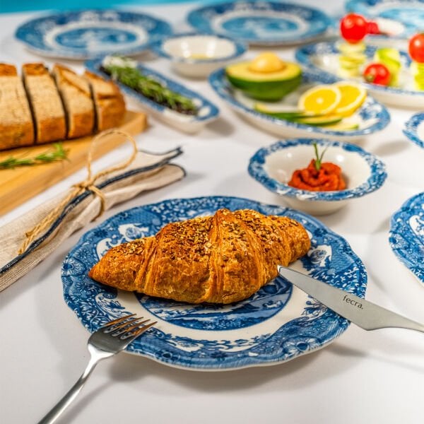 Fecra Vintage Blue 14 Parça Kahvaltı Takımı