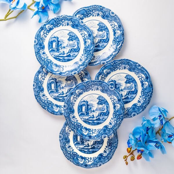 Fecra Vintage Blue 6 Parça Pasta Tabağı Seti