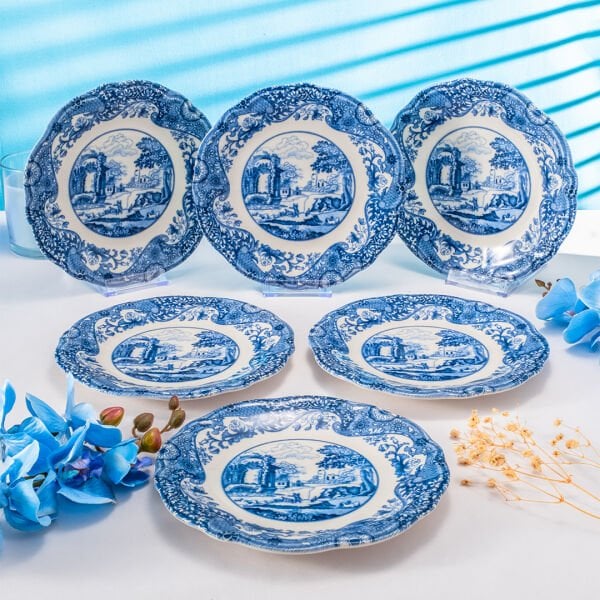 Fecra Vintage Blue 6 Parça Pasta Tabağı Seti