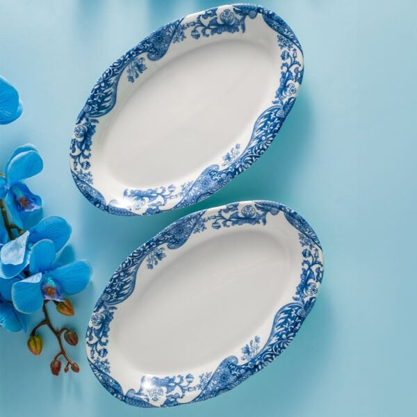Fecra Vintage Blue 2'Li Kayık Tabak