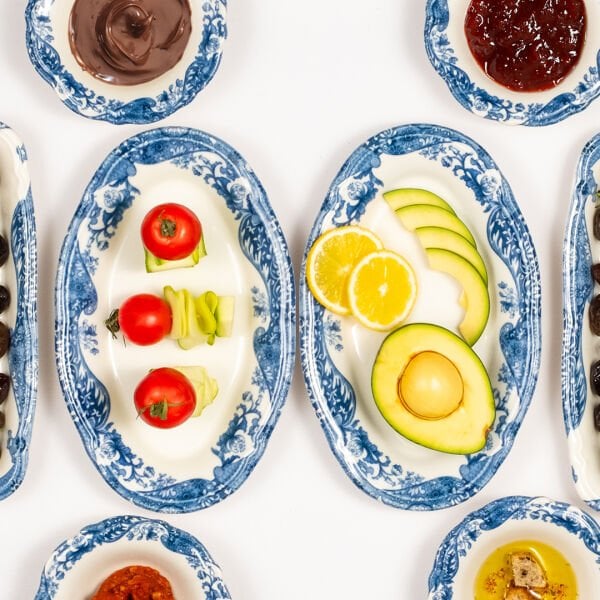 Fecra Vintage Blue 2'Li Kayık Tabak