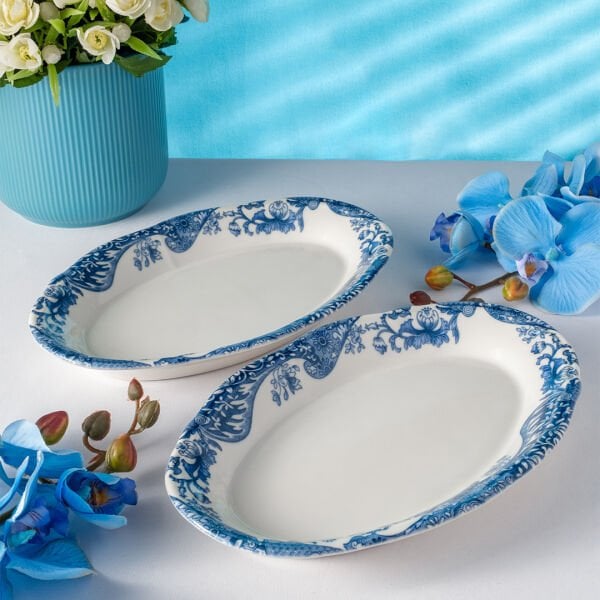 Fecra Vintage Blue 2'Li Kayık Tabak